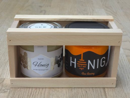 Honig in der Holzgeschenkbox